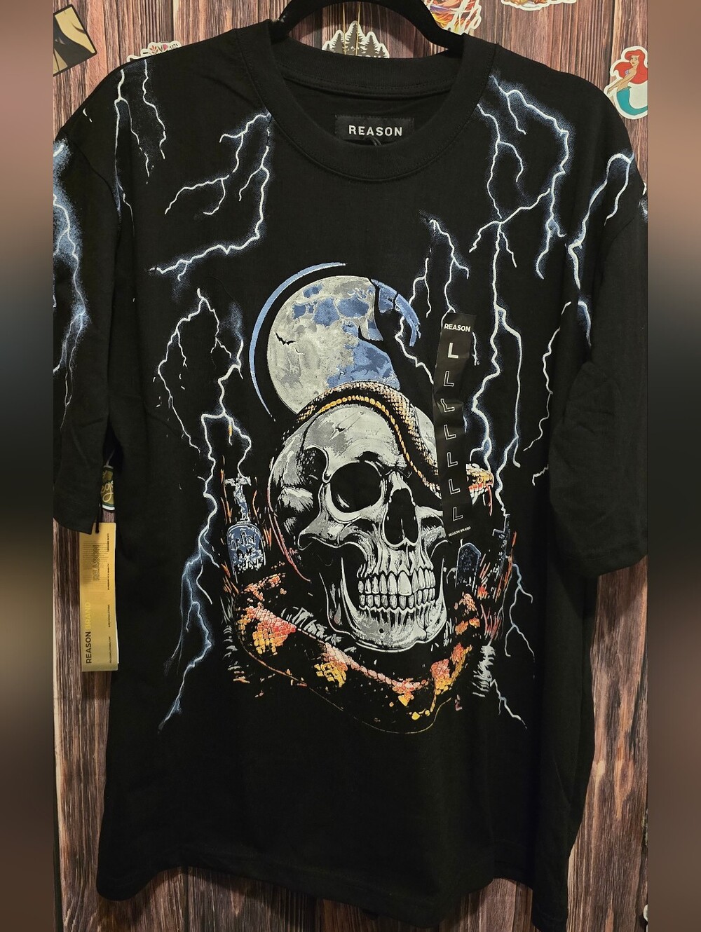REASON Black Skull Lightning Graphic Tee
